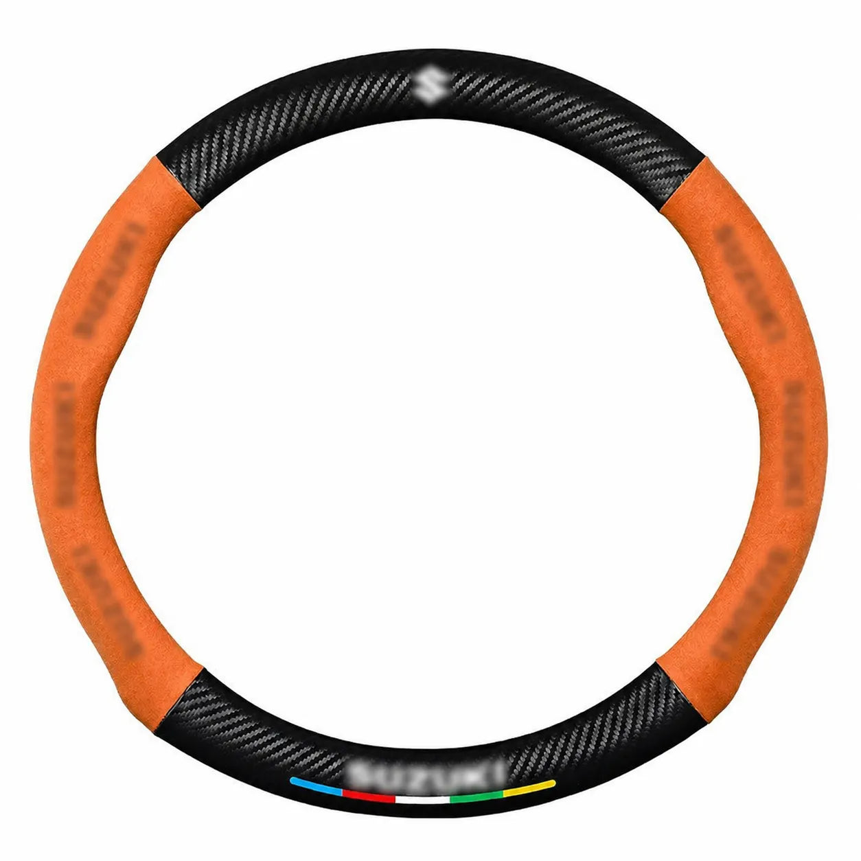 Cubre volante universal • Con logo de marca • Acabados con fibra de carbono y gamuza