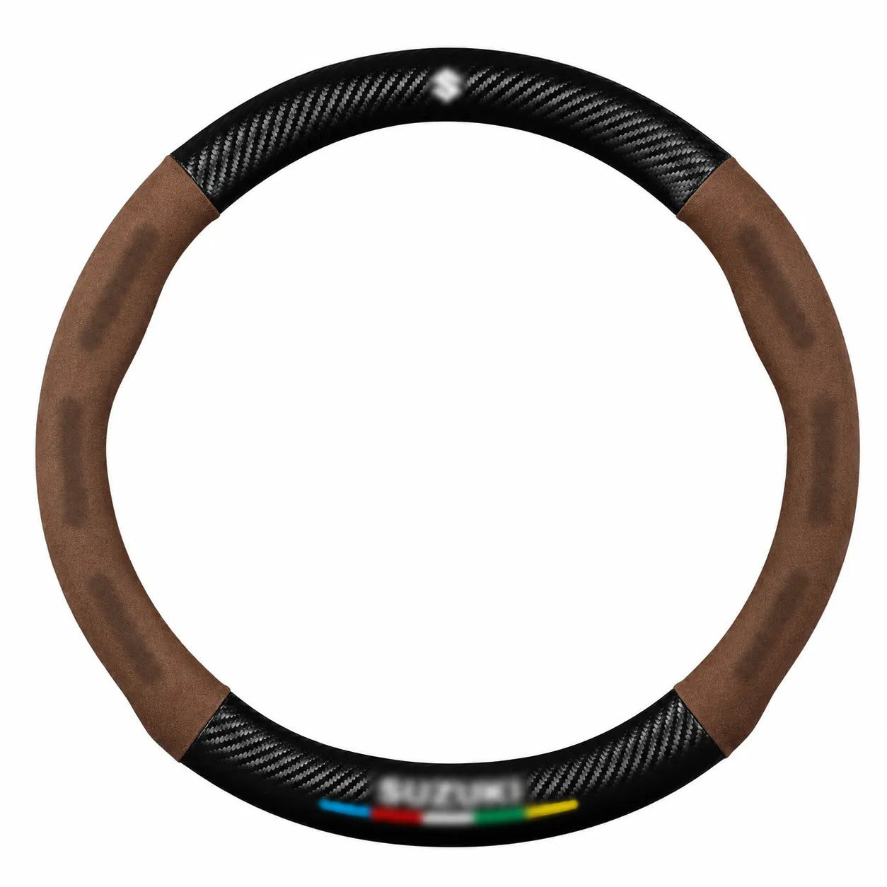 Cubre volante universal • Con logo de marca • Acabados con fibra de carbono y gamuza